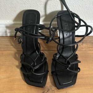 Schutz black strappy heels